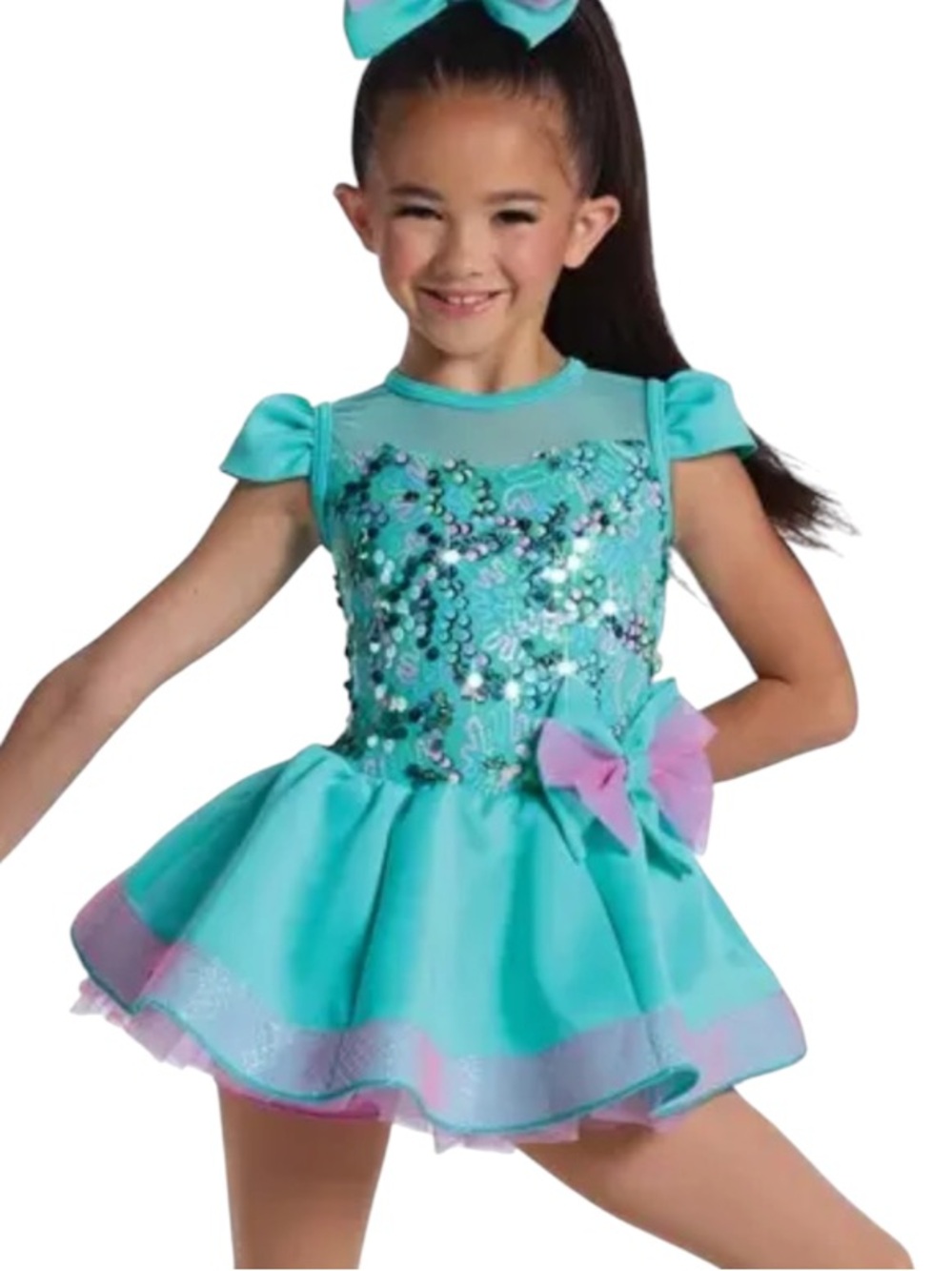 Weissman Turquoise and Lilac Sequin Dance Costume Size SC (3/4)